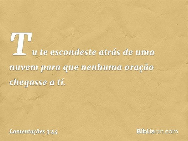 Tu te escondeste atrás de uma nuvem
para que nenhuma oração chegasse a ti. -- Lamentações 3:44