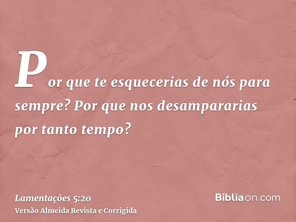 Por que te esquecerias de nós para sempre? Por que nos desampararias por tanto tempo?