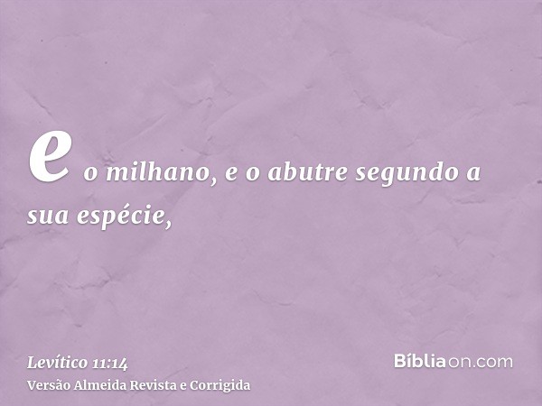 e o milhano, e o abutre segundo a sua espécie,