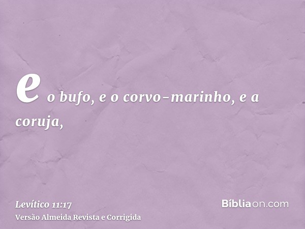 e o bufo, e o corvo-marinho, e a coruja,