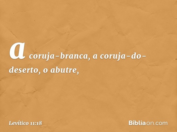 a coruja-branca, a coruja-do-deserto, o abutre, -- Levítico 11:18