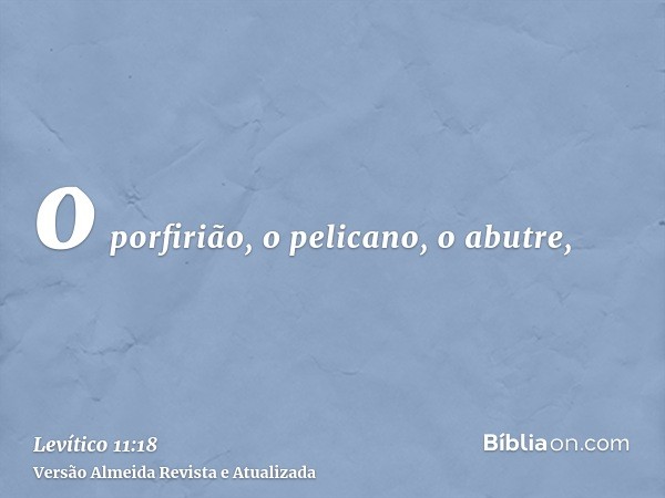 o porfirião, o pelicano, o abutre,