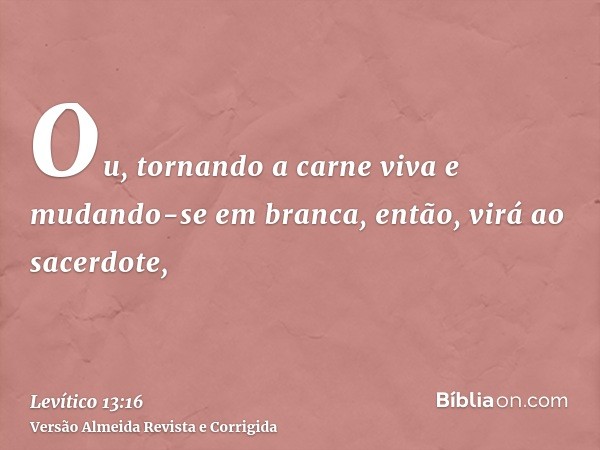Ou, tornando a carne viva e mudando-se em branca, então, virá ao sacerdote,