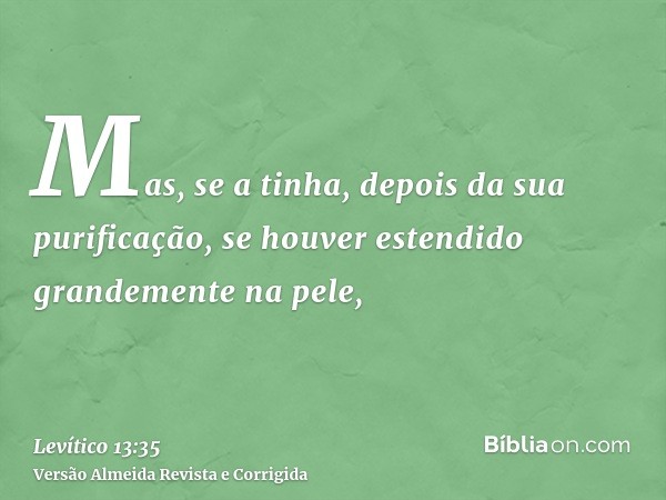 Mas, se a tinha, depois da sua purificação, se houver estendido grandemente na pele,