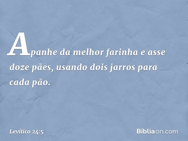 "Apanhe da melhor farinha e asse doze pães, usando dois jarros para cada pão. -- Levítico 24:5