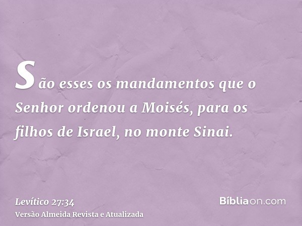 são esses os mandamentos que o Senhor ordenou a Moisés, para os filhos de Israel, no monte Sinai.