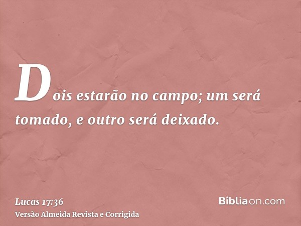 Dois estarão no campo; um será tomado, e outro será deixado.