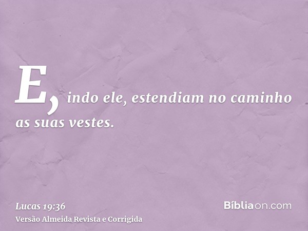 E, indo ele, estendiam no caminho as suas vestes.