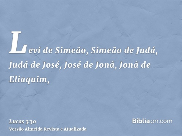 Levi de Simeão, Simeão de Judá, Judá de José, José de Jonã, Jonã de Eliaquim,