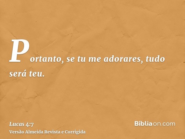 Portanto, se tu me adorares, tudo será teu.