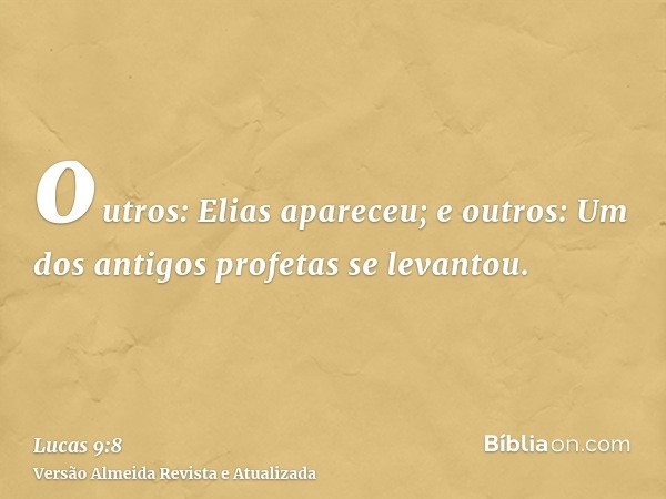 outros: Elias apareceu; e outros: Um dos antigos profetas se levantou.