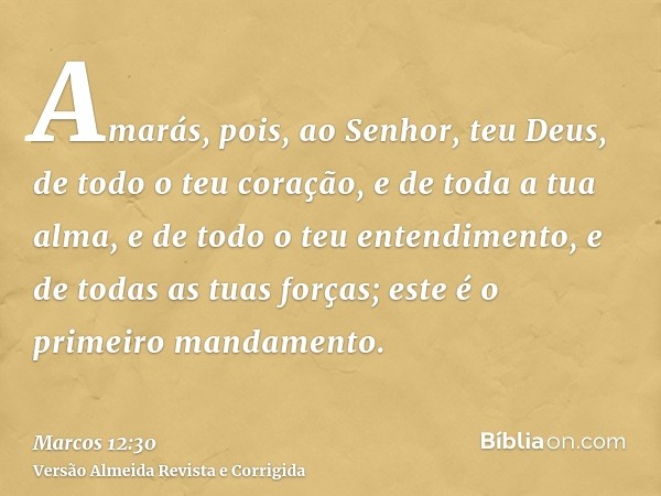 Amarás, pois, ao Senhor, teu Deus, de todo o teu coração, e de toda a tua alma, e de todo o teu entendimento, e de todas as tuas forças; este é o primeiro manda
