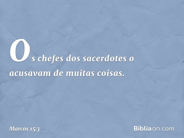 Os chefes dos sacerdotes o acusavam de muitas coisas. -- Marcos 15:3