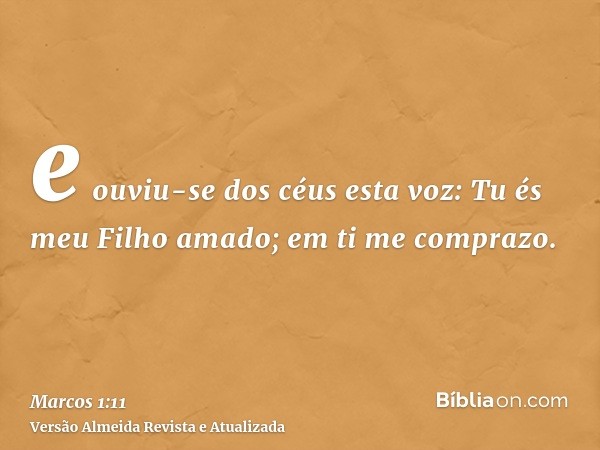 e ouviu-se dos céus esta voz: Tu és meu Filho amado; em ti me comprazo.