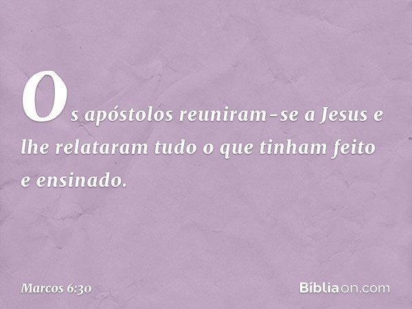 Os apóstolos reuniram-se a Jesus e lhe relataram tudo o que tinham feito e ensinado. -- Marcos 6:30