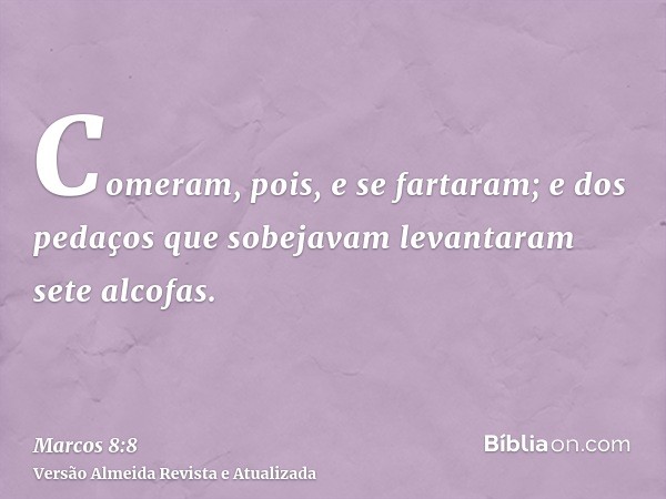 Comeram, pois, e se fartaram; e dos pedaços que sobejavam levantaram sete alcofas.