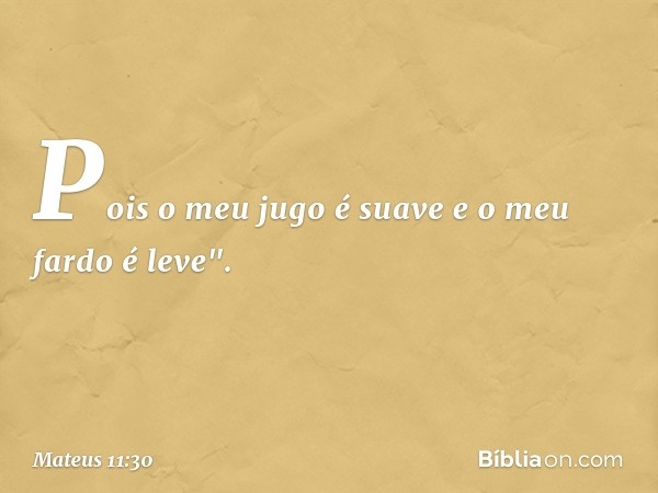 Pois o meu jugo é suave e o meu fardo é leve". -- Mateus 11:30