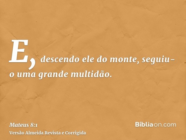 E, descendo ele do monte, seguiu-o uma grande multidão.