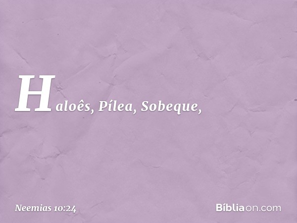 Haloês, Pílea, Sobeque, -- Neemias 10:24