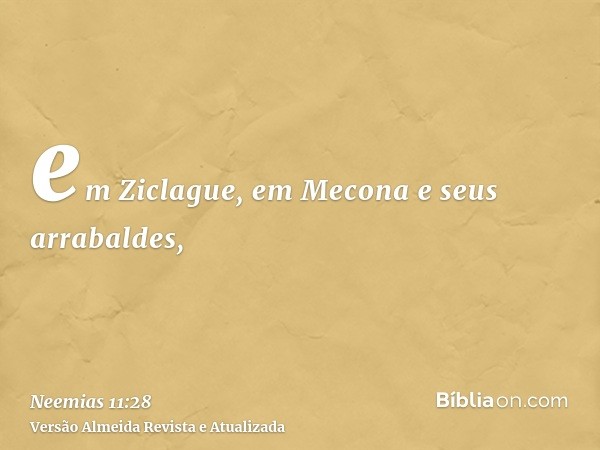 em Ziclague, em Mecona e seus arrabaldes,