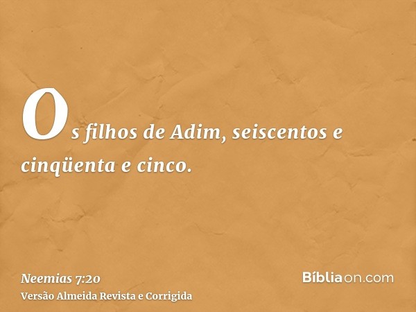 Os filhos de Adim, seiscentos e cinqüenta e cinco.