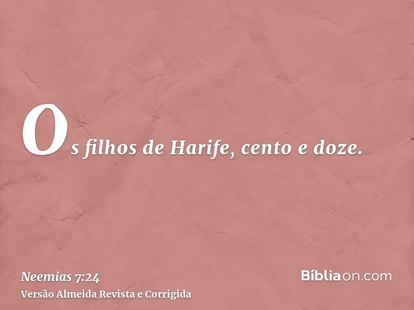 Os filhos de Harife, cento e doze.