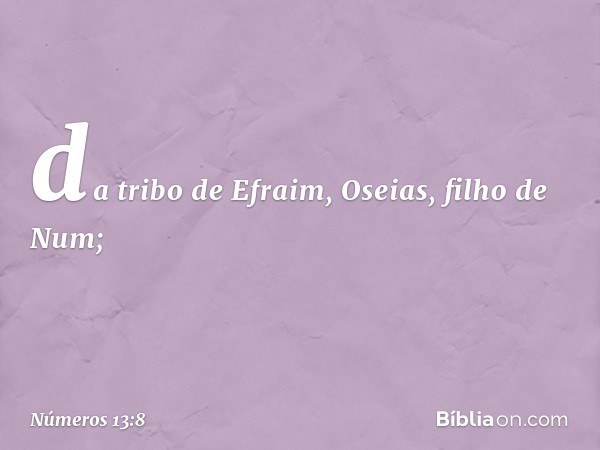 da tribo de Efraim, Oseias,
filho de Num; -- Números 13:8