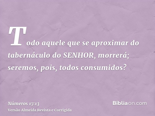 Todo aquele que se aproximar do tabernáculo do SENHOR, morrerá; seremos, pois, todos consumidos?