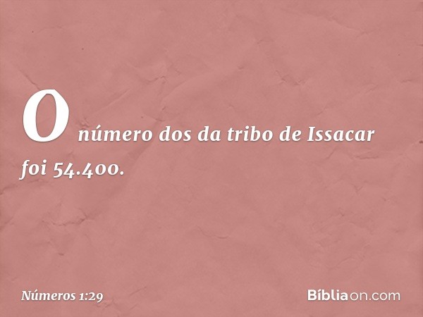 O número dos da tribo de Issacar foi 54.400. -- Números 1:29