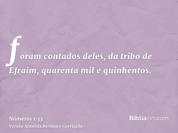 foram contados deles, da tribo de Efraim, quarenta mil e quinhentos.