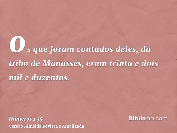 os que foram contados deles, da tribo de Manassés, eram trinta e dois mil e duzentos.