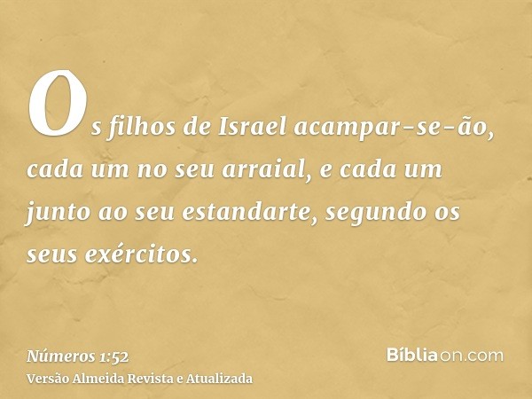 Os filhos de Israel acampar-se-ão, cada um no seu arraial, e cada um junto ao seu estandarte, segundo os seus exércitos.