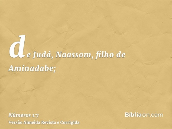 de Judá, Naassom, filho de Aminadabe;
