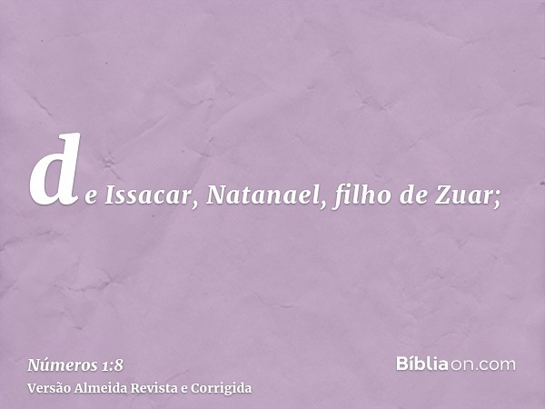 de Issacar, Natanael, filho de Zuar;