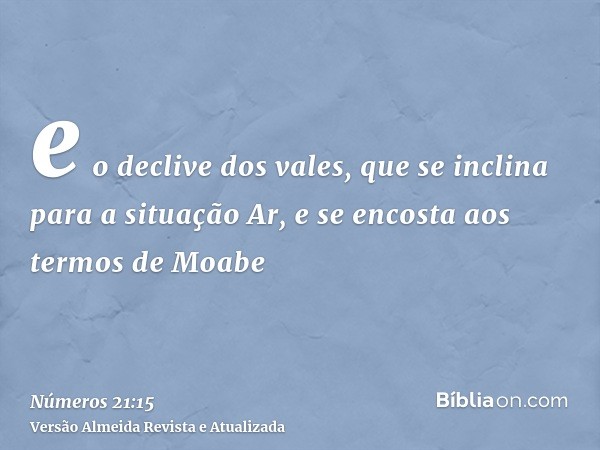 e o declive dos vales, que se inclina para a situação Ar, e se encosta aos termos de Moabe