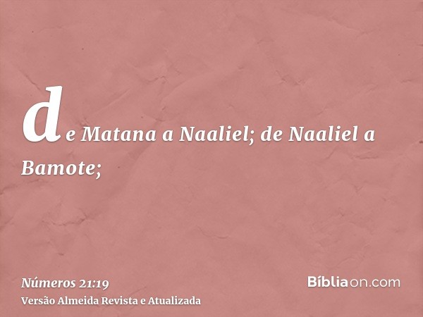 de Matana a Naaliel; de Naaliel a Bamote;