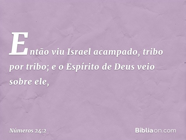 Então viu Israel acampado, tribo por tribo; e o Espírito de Deus veio sobre ele, -- Números 24:2