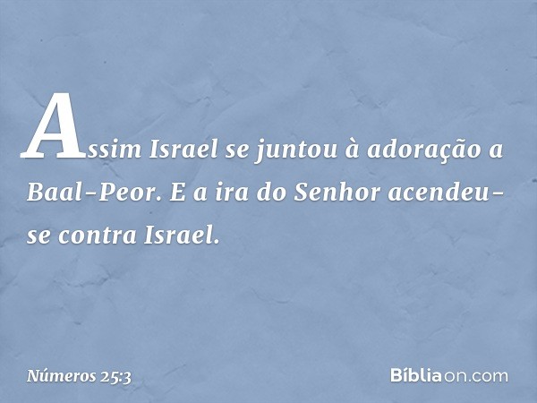 Assim Israel se juntou à adoração a Baal-Peor. E a ira do Senhor acendeu-se contra Israel. -- Números 25:3