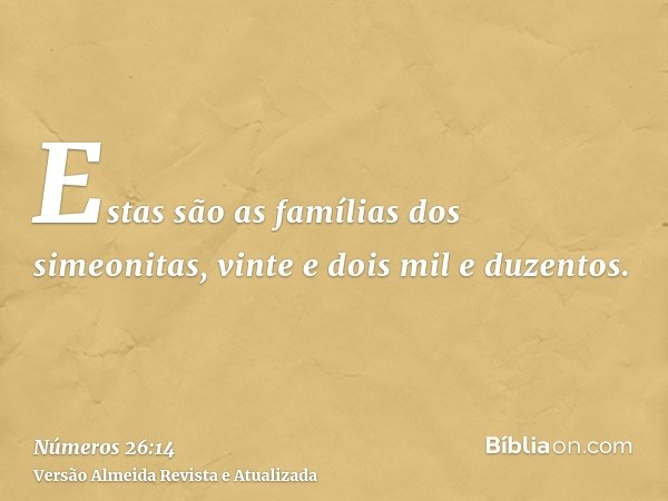 Estas são as famílias dos simeonitas, vinte e dois mil e duzentos.