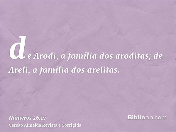 de Arodi, a família dos aroditas; de Areli, a família dos arelitas.