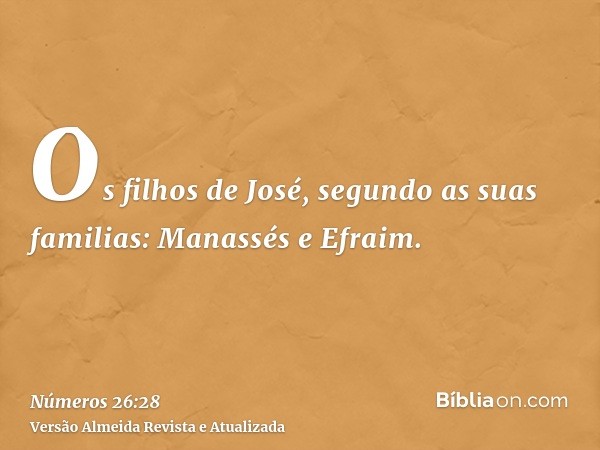 Os filhos de José, segundo as suas familias: Manassés e Efraim.