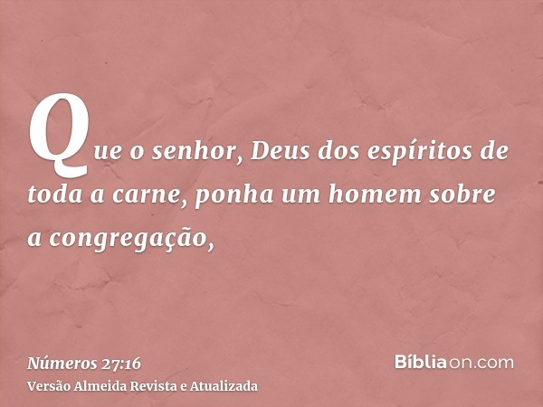 Que o senhor, Deus dos espíritos de toda a carne, ponha um homem sobre a congregação,