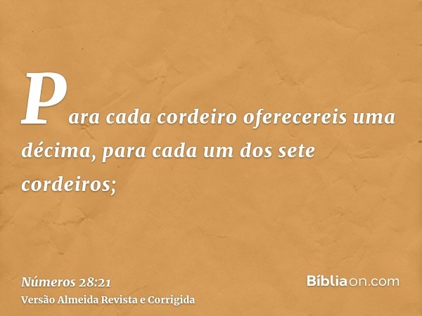 Para cada cordeiro oferecereis uma décima, para cada um dos sete cordeiros;
