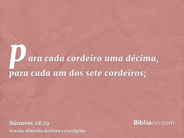 para cada cordeiro uma décima, para cada um dos sete cordeiros;