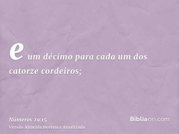 e um décimo para cada um dos catorze cordeiros;