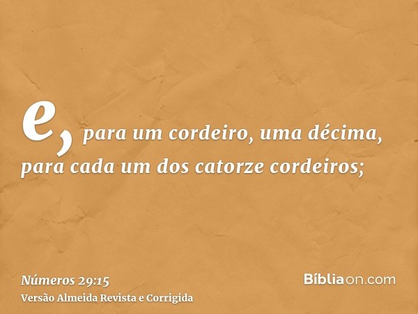 e, para um cordeiro, uma décima, para cada um dos catorze cordeiros;