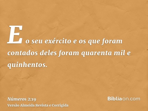 E o seu exército e os que foram contados deles foram quarenta mil e quinhentos.