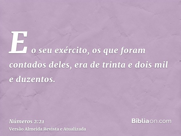 E o seu exército, os que foram contados deles, era de trinta e dois mil e duzentos.