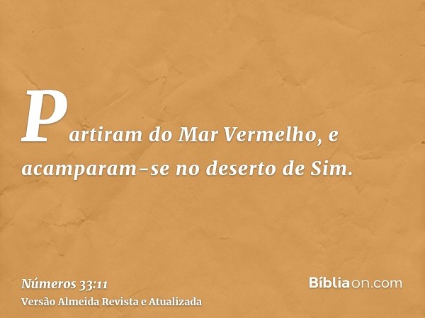 Partiram do Mar Vermelho, e acamparam-se no deserto de Sim.