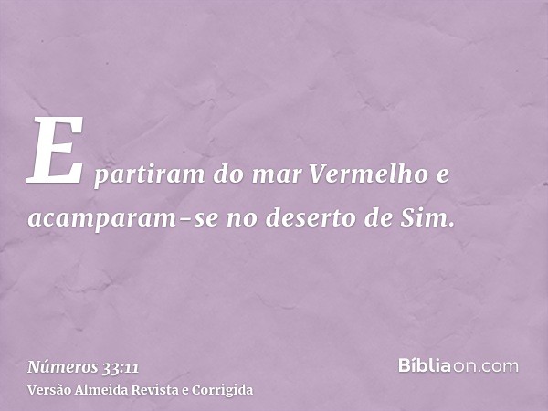 E partiram do mar Vermelho e acamparam-se no deserto de Sim.